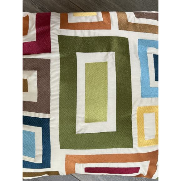 Pier One Mid Century Modern Pillow Geometric Mod Square Abstract Art Deco Retro - Picture 4 of 7